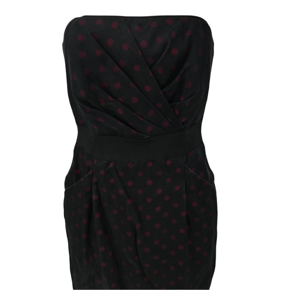 White House Black Market Polka Dot Strapless Party Dress Size 2 WHBM Silk LBD - Picture 5 of 12